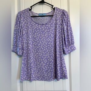 CeCe Lavender Floral Blouse